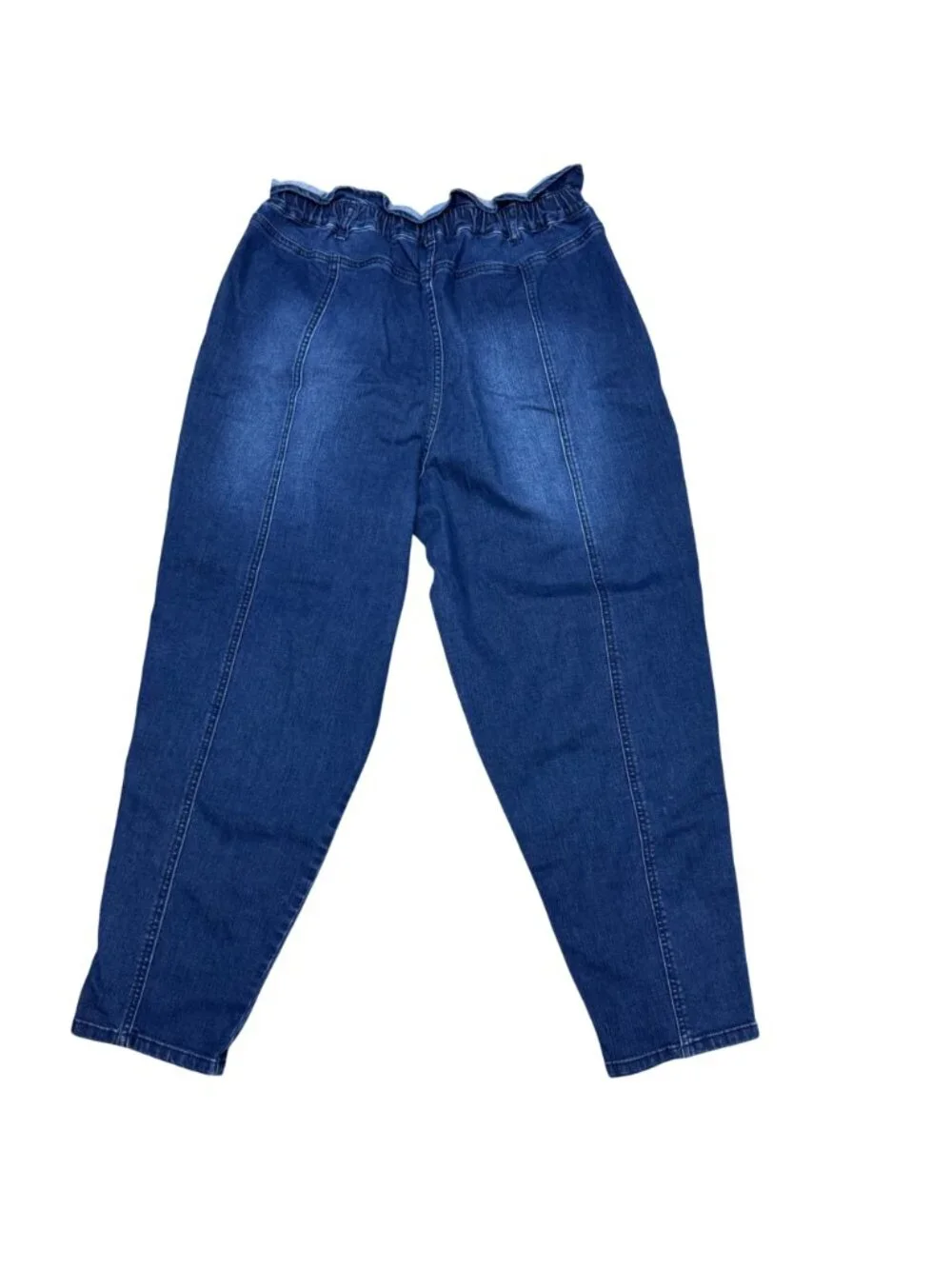 Vintage America Womens Paperbag Waist Denim Pants Size 16 Regular Blue Cotton
